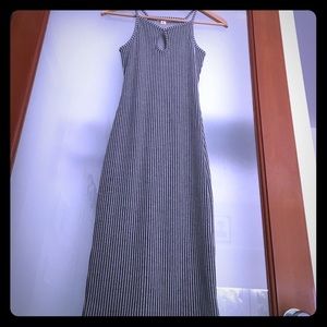 Stripped peephole maxi dress