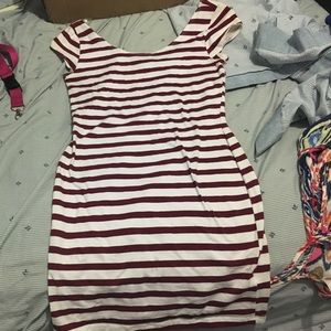 Red&White Striped Bodycon Dress