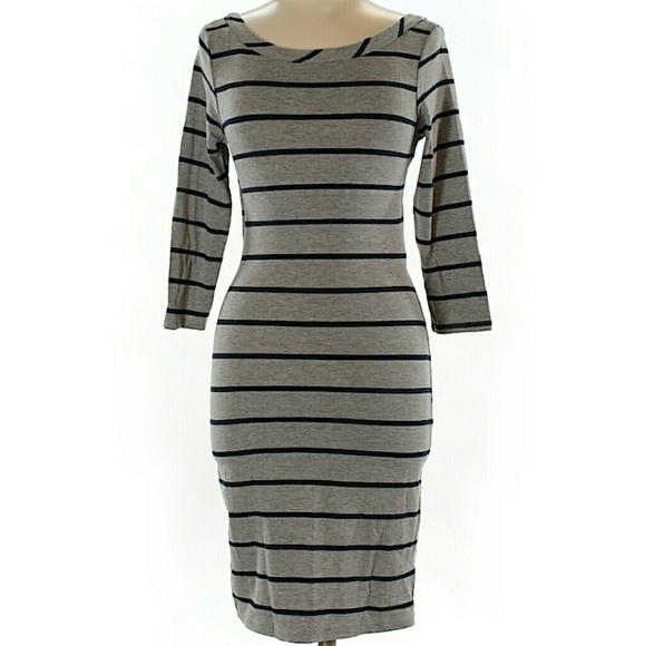 Quarter sleeve striped midi dress