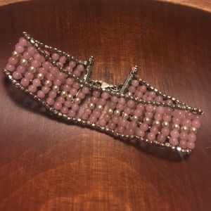 Silver and bead clasp bracelet