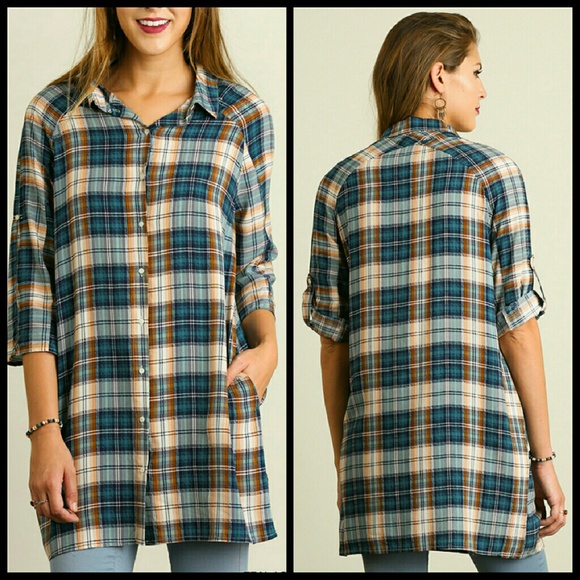 Teal and Camel Print Tunic - Picture 2 of 2