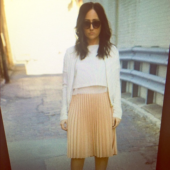 ZARA knit blush Pink pleated midi skirt