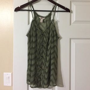Sheer olive green patterned Arizona tank