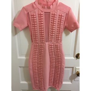 Pink body-con bandage dress