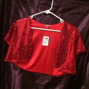 Red Sparkle Holiday Shrug