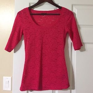 Dark pink floral patterned Express top