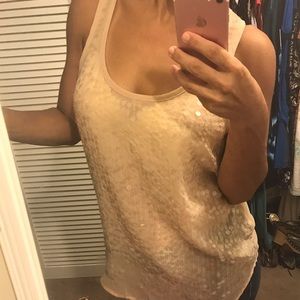 Nude Sequence Sheer Tank