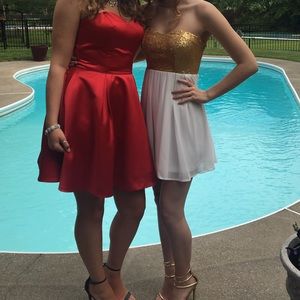 white and gold short ball dress size XS