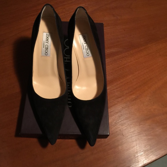 Jimmy Choo black suade pumps.