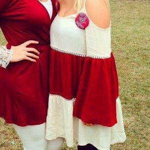 Red and white/cream gameday dress