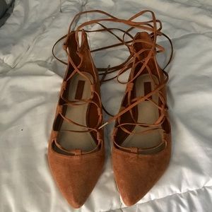 Forever 21 camel lace up flats