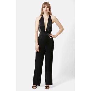 Topshop Halter Neck Satin Jumpsuit