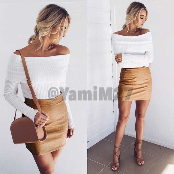 ❤LAST ONE❤ Off shoulder, off white ribbed sweater - Picture 3 of 4