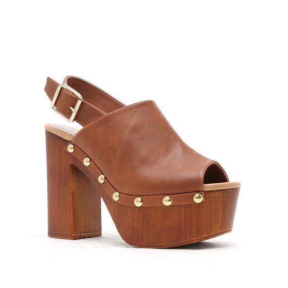 70's style platform wood heels