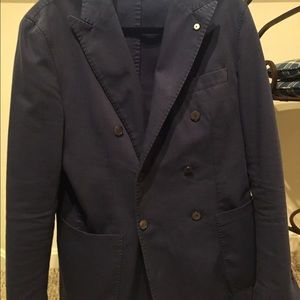 LBM 1911 men's double-breasted blue sport coat