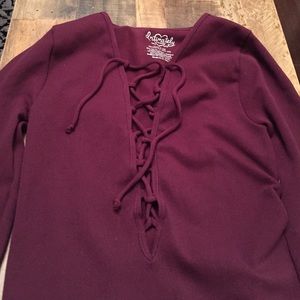 Free People Lace up Long sleeve Shirt