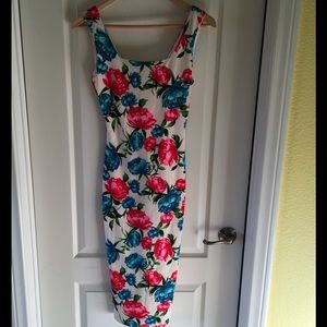 White Floral Print Dress w/ TAG