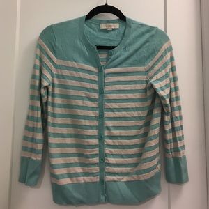 Teal/cream stripes cardigan - Loft