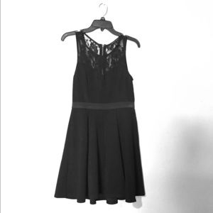 Black Skater Dress w/ Lace Neckline