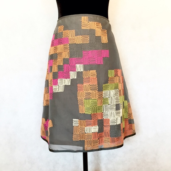 Sigrid Olsen Grey Silk Organza A-line Skirt