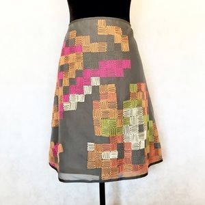 Sigrid Olsen Grey Silk Organza A-line Skirt