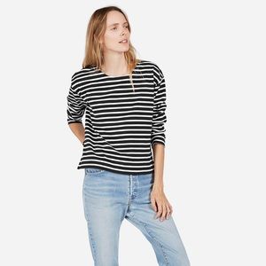 Everlane Black and White Striped Boxy Tee