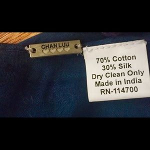 navy blue cotton and silk Chan Luu scarf/wrap.