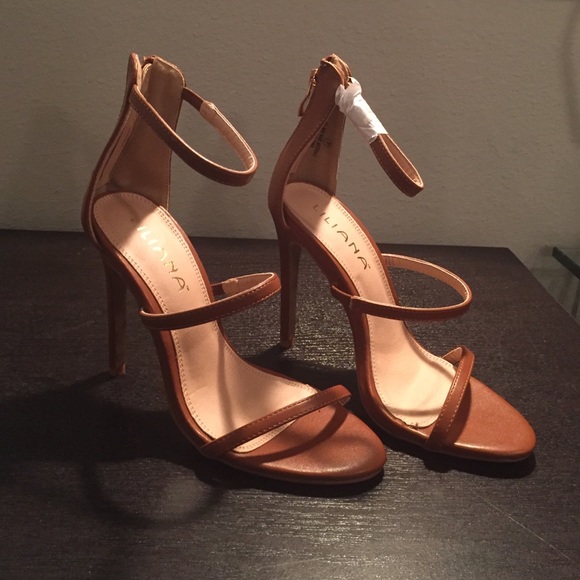 Cognac strappy heels