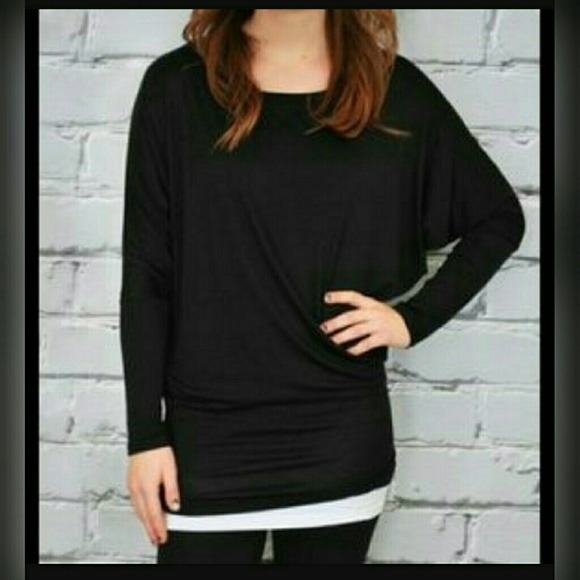 New Black Long Sleeve Dolman top