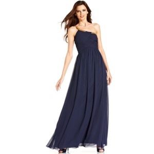 Calvin Klein Beaded One Shoulder Gown