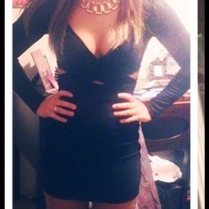 Black Long Sleeve Cut Out Dress