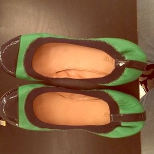 Blue and green flats