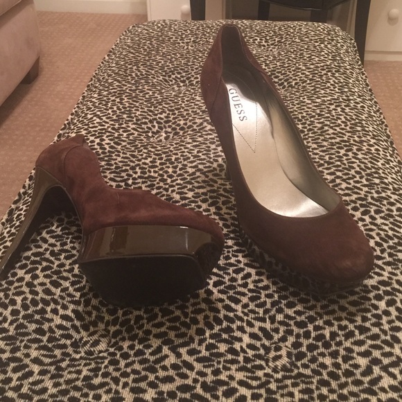 Guess brown suede platform pumps (size 11)