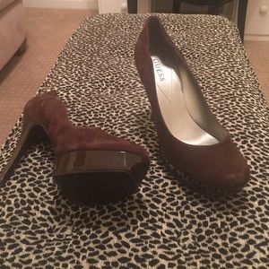 Guess brown suede platform pumps (size 11)