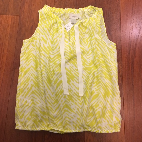 Yellow/lime tiger striped sleeveless blouse