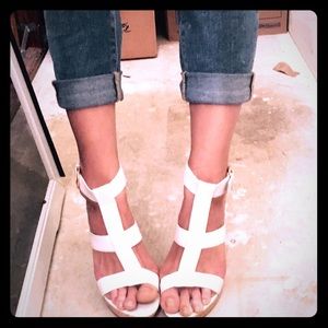 Bakers Betsy white platform heels