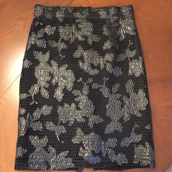 Leather/Lace Look Pencil Skirt - Picture 1 of 4