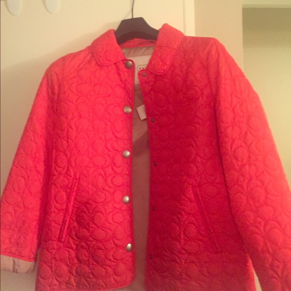 Brand new, never worn coral Coach jacket