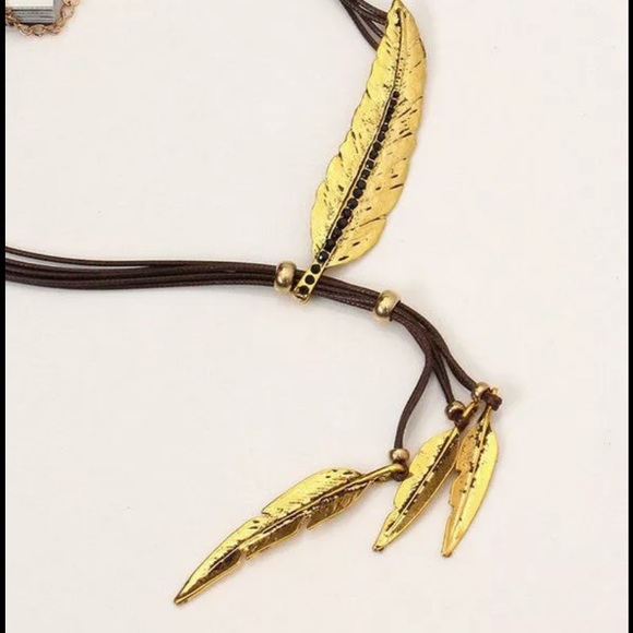 FINAL ONE LEFT NEW Feather Cord Necklace Gift Boho - Picture 3 of 3