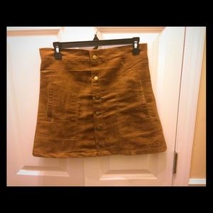 Brown suede mini skirt