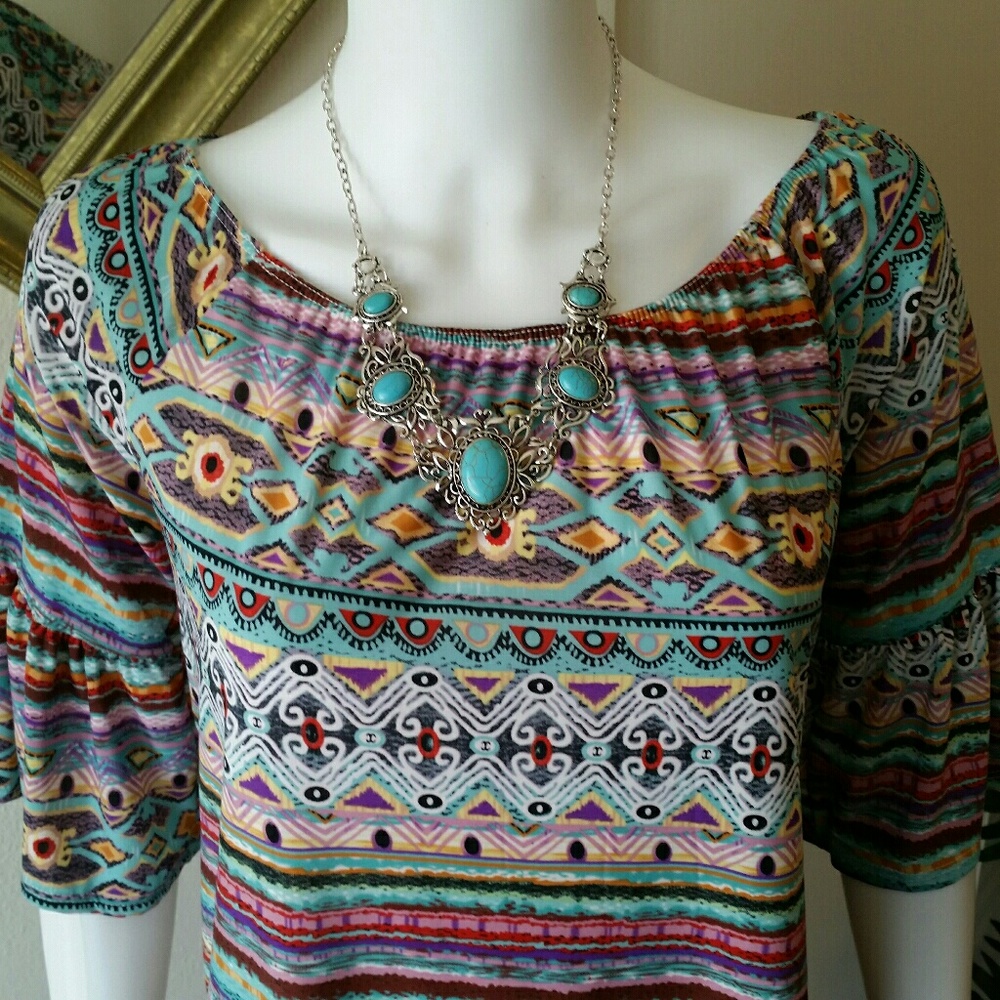 Tribal Off Shoulder Dress - Picture 5 of 6
