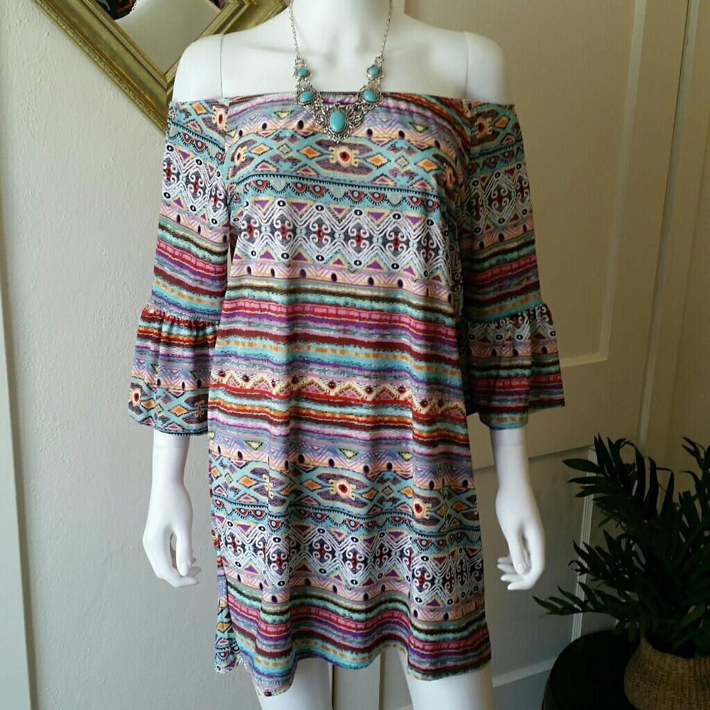 Tribal Off Shoulder Dress - Picture 6 of 6