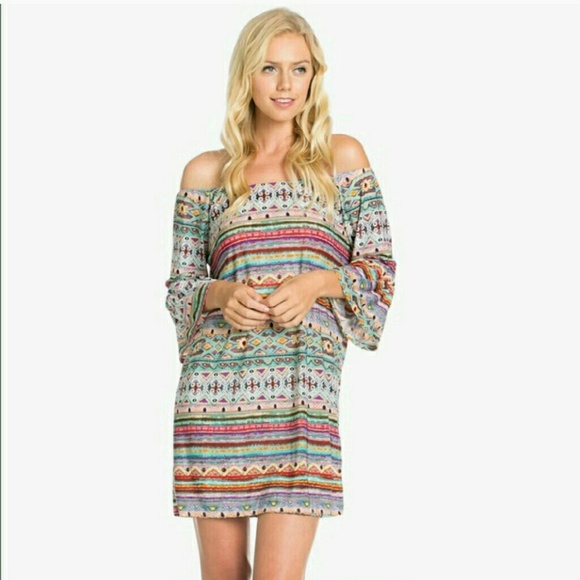 Tribal Off Shoulder Dress - Picture 3 of 6