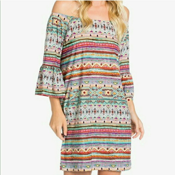 Dresses & Skirts - Tribal Off Shoulder Dress