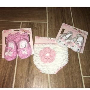 0-6 Month Baby Girl Crochet Lot Booties