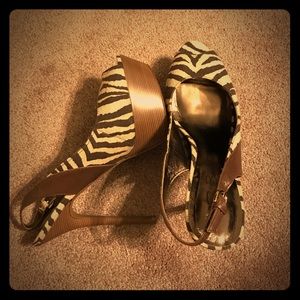 Zebra Print Brown Platform heels