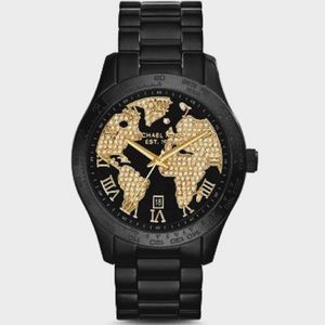 🌎✨RARE MICHAEL KORS Layton Pavé World Dial Watch