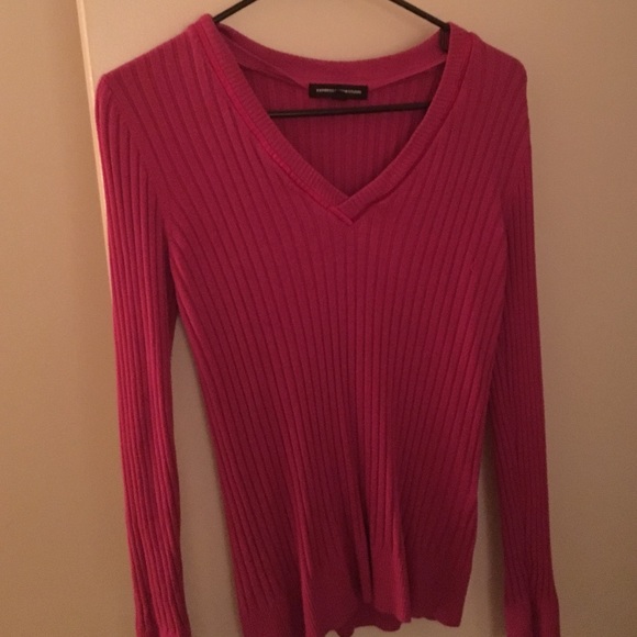 Express Ribbed V Neck Sweater - Picture 2 of 3