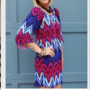 Chevron print dress, multicolor