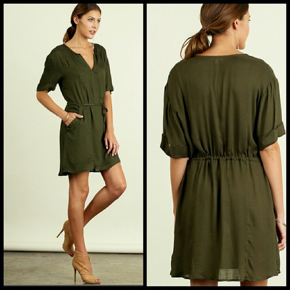 Olive Shift Dress - Picture 2 of 2